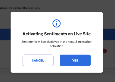 Activating Sentiments on Live Site